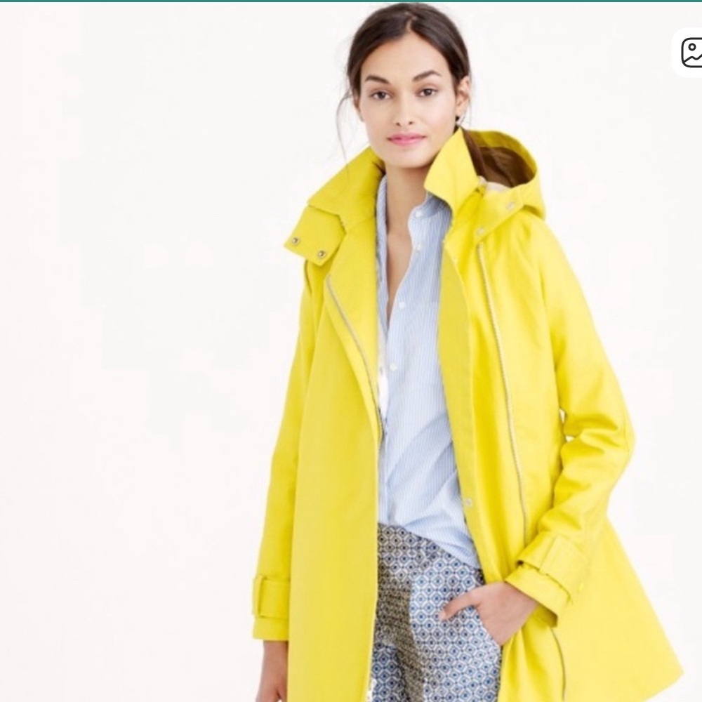 J. Crew Swing Trench. Hello-Yellow removable snap hood. Functional & stylish!